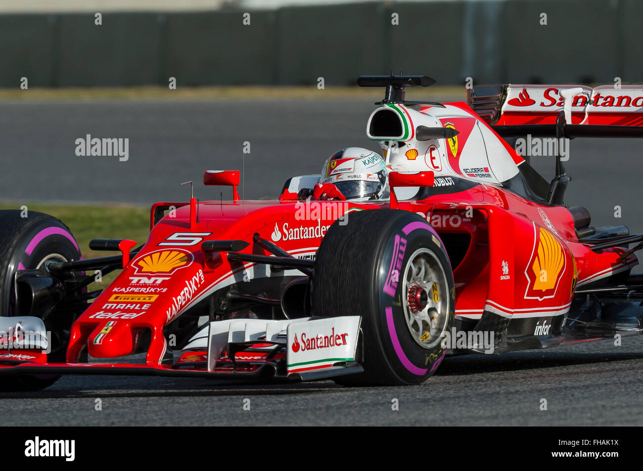 Fahrer Sebastian Vettel.  Ferrari-Team. Formel 1 Testtage am Circuit de Catalunya. Montmelo, Spanien. 23. Februar 2016 Stockfoto