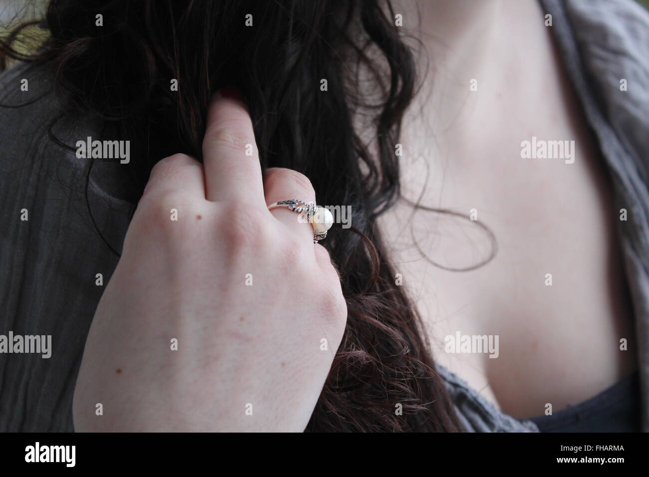 Locken und Perlen Stockfoto Locken und Perlen Stockfoto