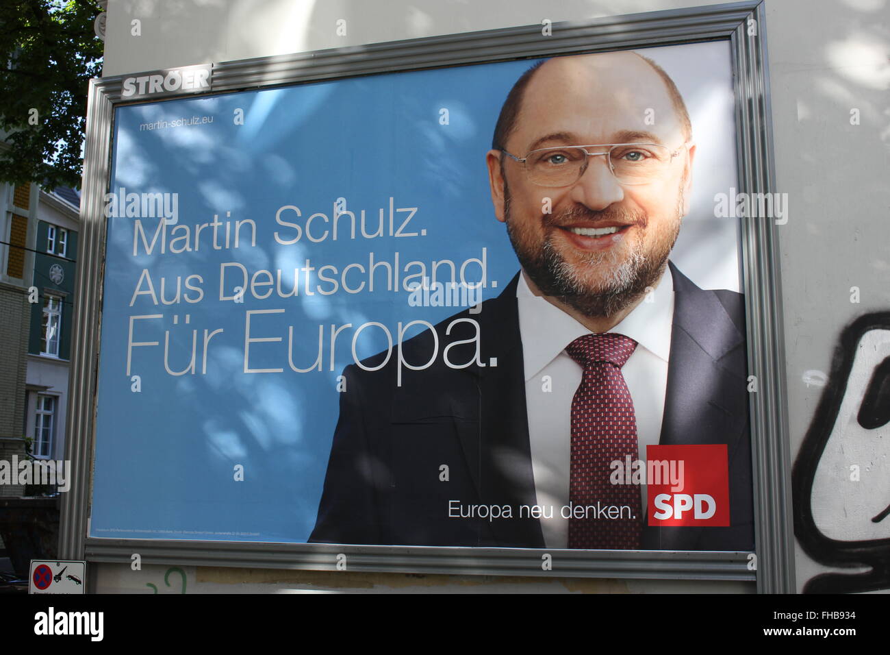 Wahlplakat mit Martin Schulz, SPD bei der Europa-Wahl 2014 Stockfoto