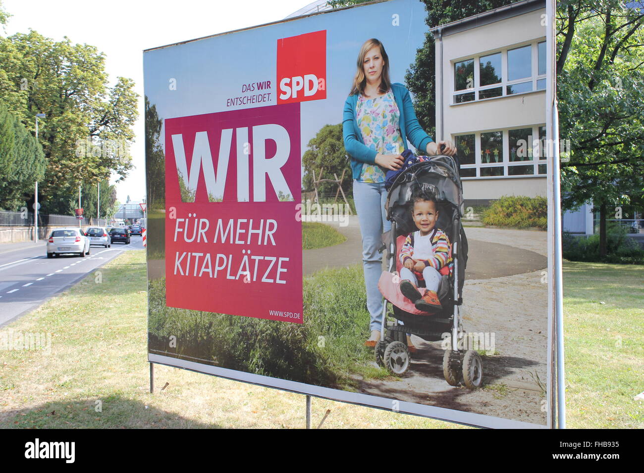 Wahlplakat der SPD in Bonn, Deutschland, 2013 Stockfoto