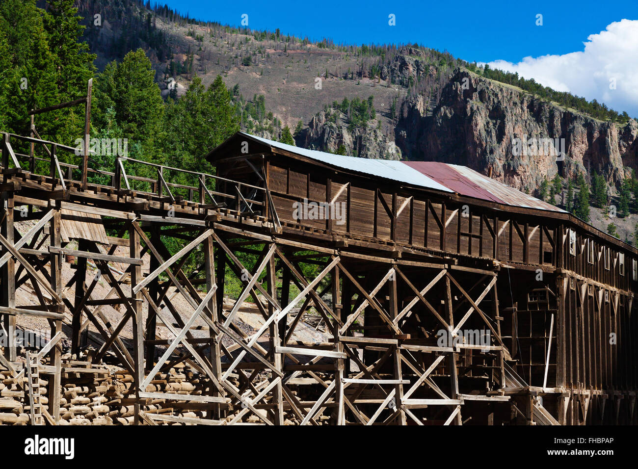 COMMODORE MINE in CREEDE, COLORADO, eine Silber-Bergbau-Stadt stammt aus der Mitte des 19. Jahrhunderts. Stockfoto