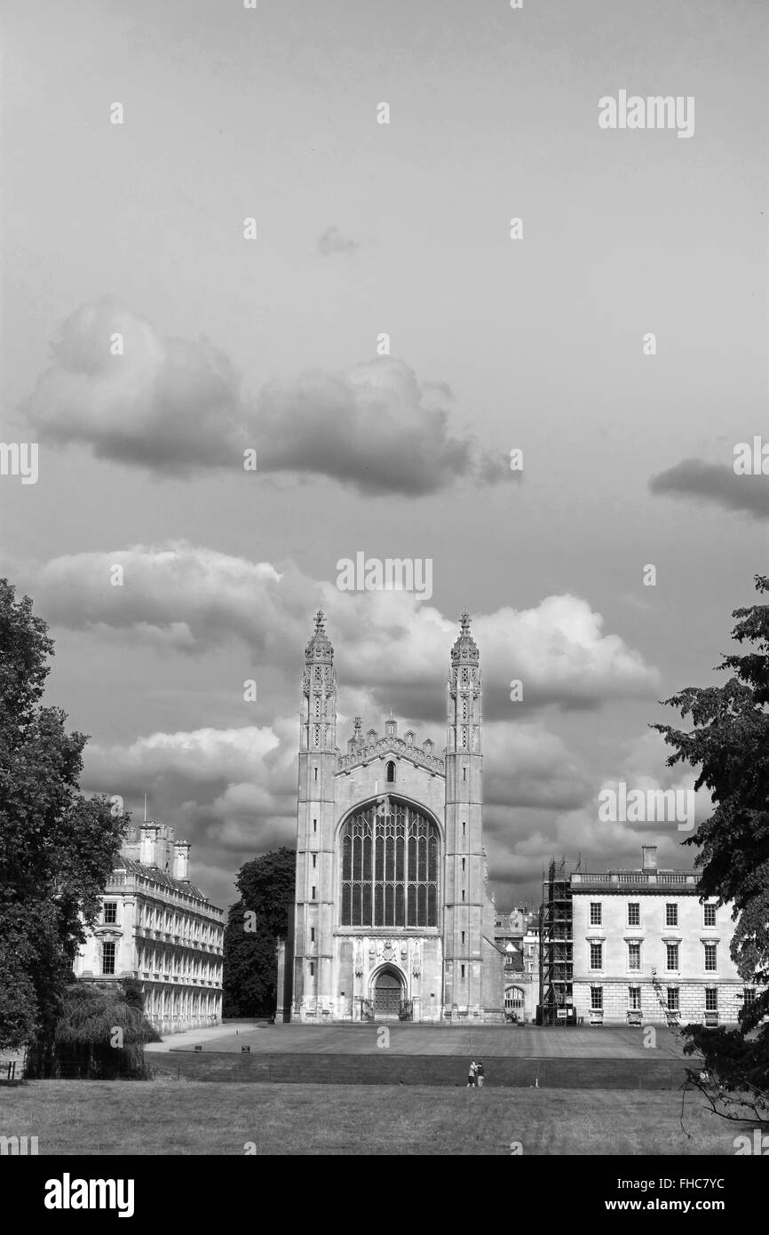 Der berühmte Blick auf die Kapelle am Kings College an der Universität Cambridge. 6. Juli 2014 Stockfoto