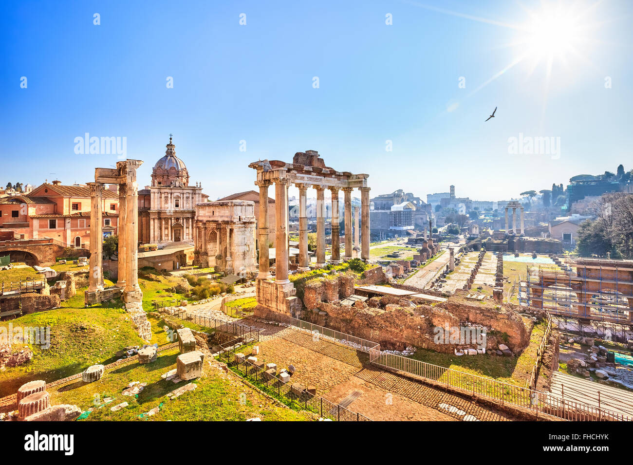 Römische Ruinen in Rom, Forum Stockfoto