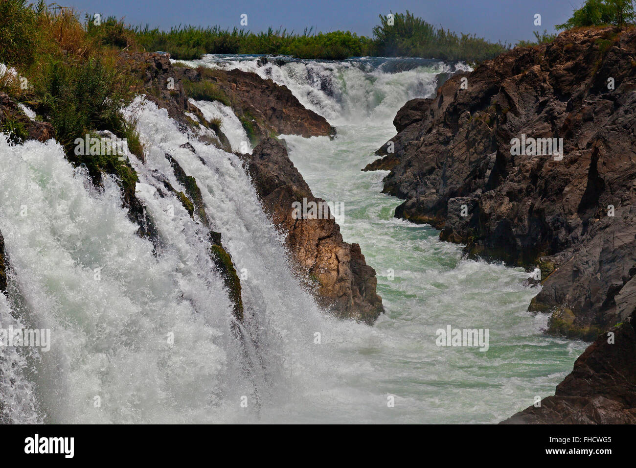 Der TAM I DAENG Wasserfall ist abseits der ausgetretenen Pfade auf dem MEKONG RIVER in den 4 tausend Inseln in der Nähe (Si Phan Don) getan KHO Stockfoto