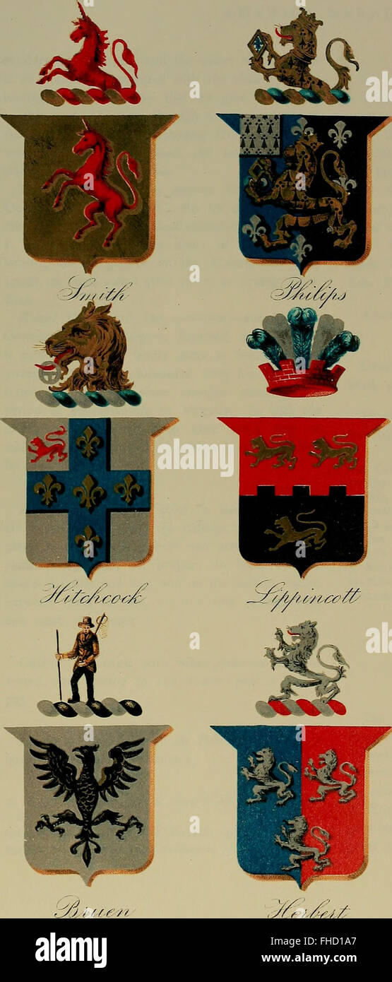 Amerika Heraldica - eine Zusammenstellung von Wappen, Wappen und Mottos der prominenten amerikanischen Familien ließen sich in diesem Land vor 1800 (1887) Stockfoto