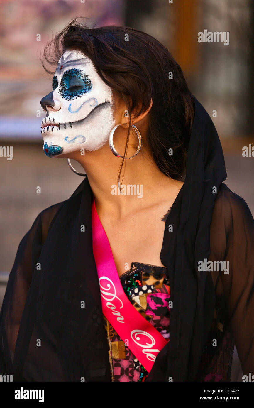 LA CALAVERA CATRINA oder elegante Schädel, ist das Symbol für den Tag der Toten - GUANAUATO, Mexiko Stockfoto