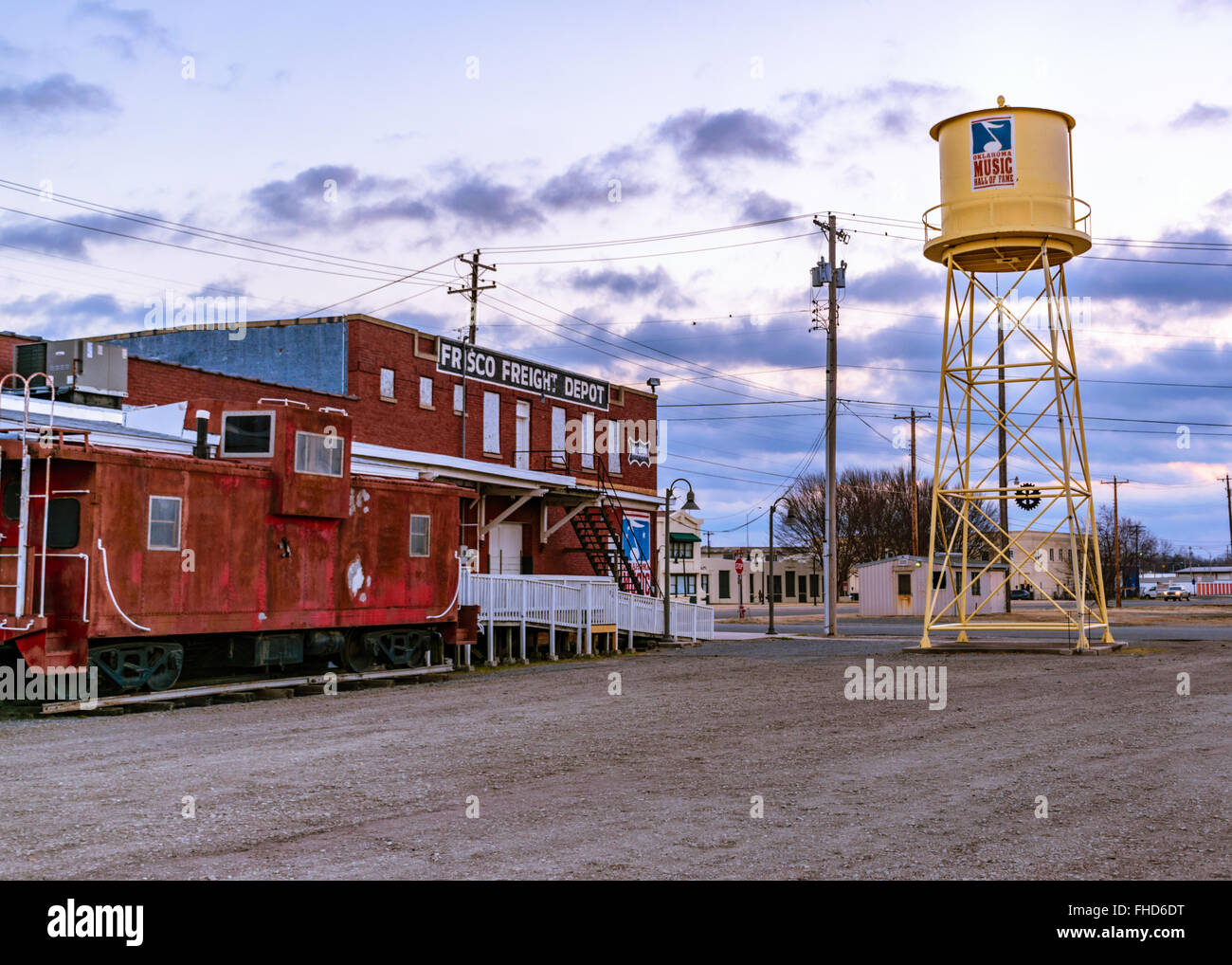 Oklahoma Music Hall of Fame auf dem Gelände des ehemaligen Güterbahnhofs Frisco in Muskogee, Oklahoma Stockfoto