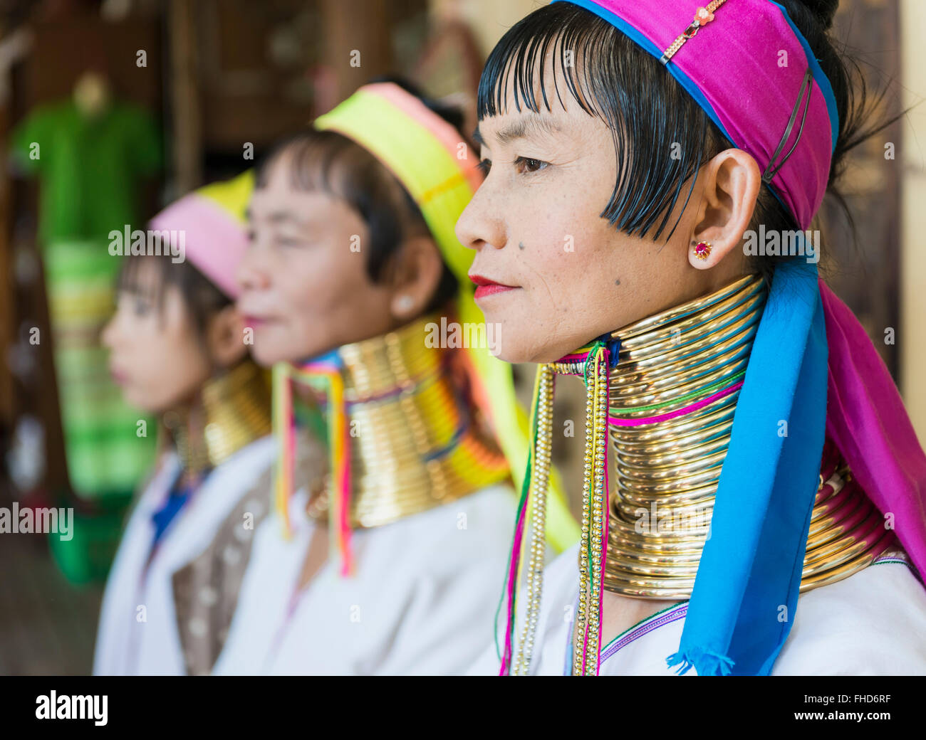 Frauen mit Halsringen, Burma Stockfoto