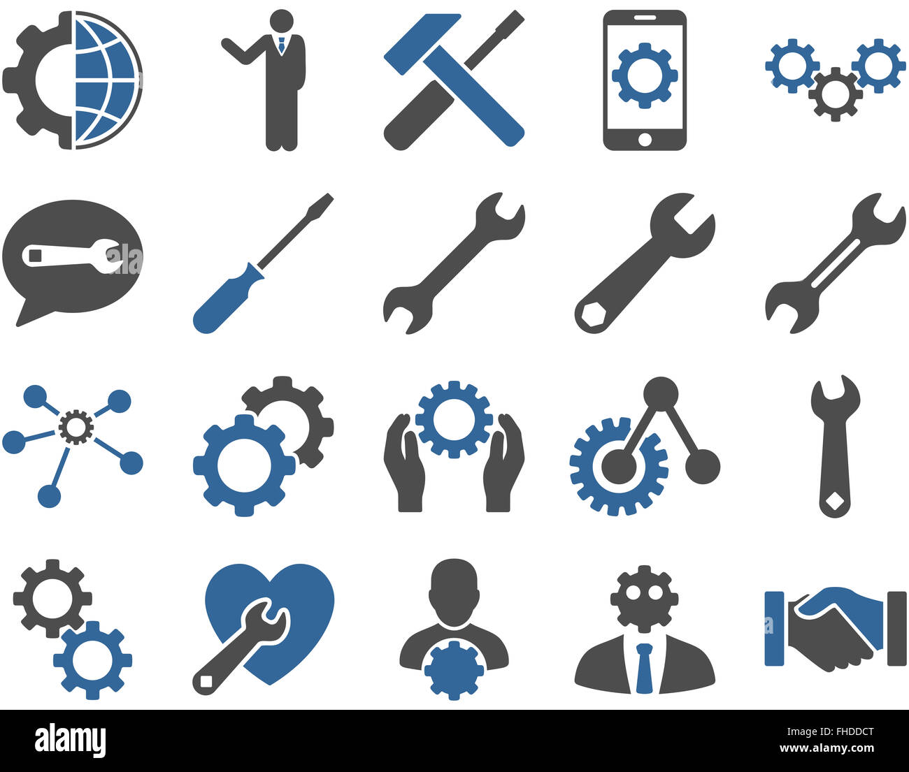 Einstellungen und Tools Icons Stockfoto