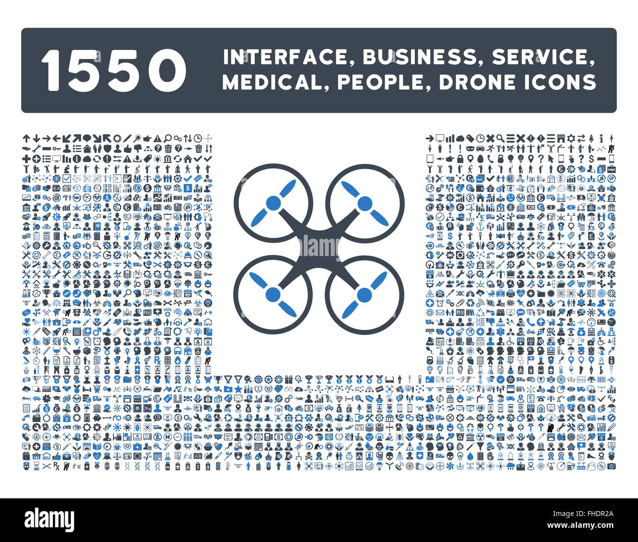 Schnittstelle, Geschäft, Werkzeuge, Menschen, Medizin, vergibt Vektor-Icons Stockfoto