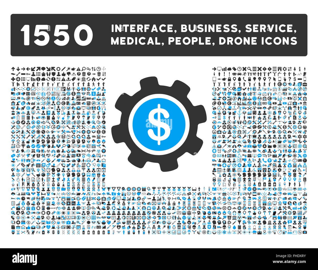Schnittstelle, Geschäft, Werkzeuge, Menschen, Medizin, vergibt Vektor-Icons Stockfoto