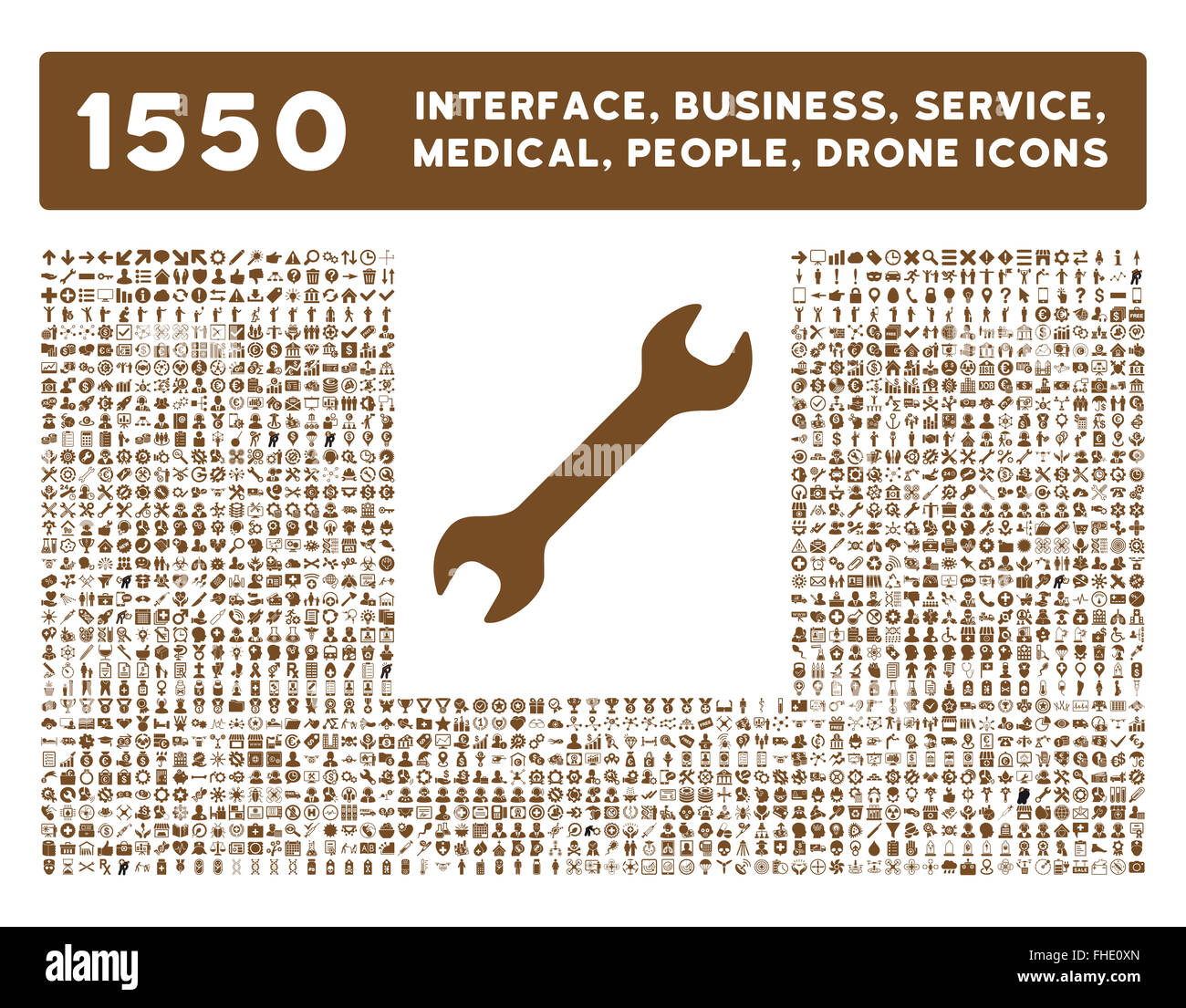 Schnittstelle, Geschäft, Werkzeuge, Menschen, Medizin, vergibt Vektor-Icons Stockfoto