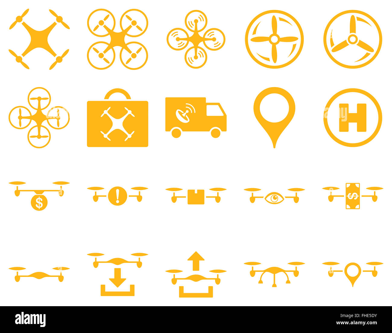 Luft-Drohne und Quadcopter Symbole Stockfoto