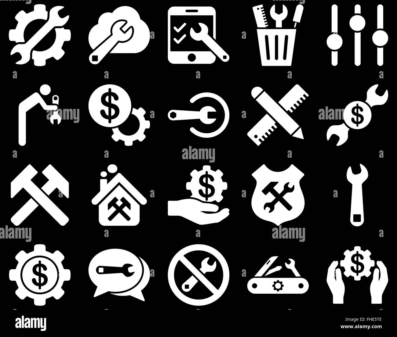 Einstellungen und Tools Icons Stockfoto