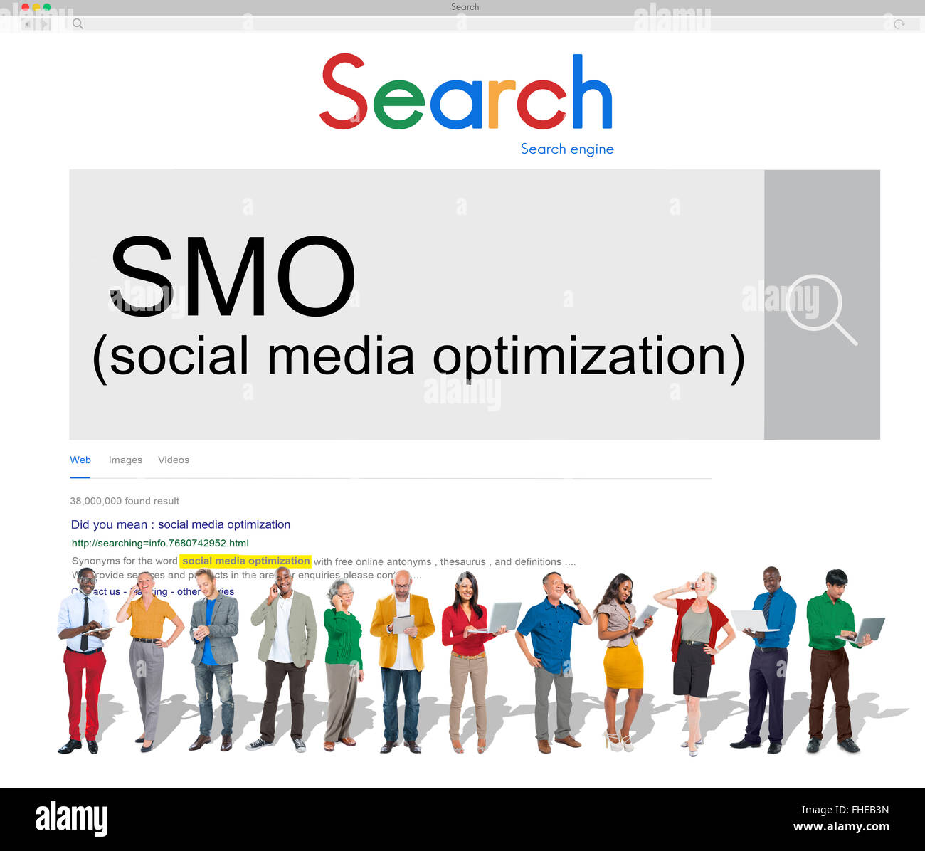 SMO Social Media Optimierung Online-Vernetzung Technologiekonzept Stockfoto
