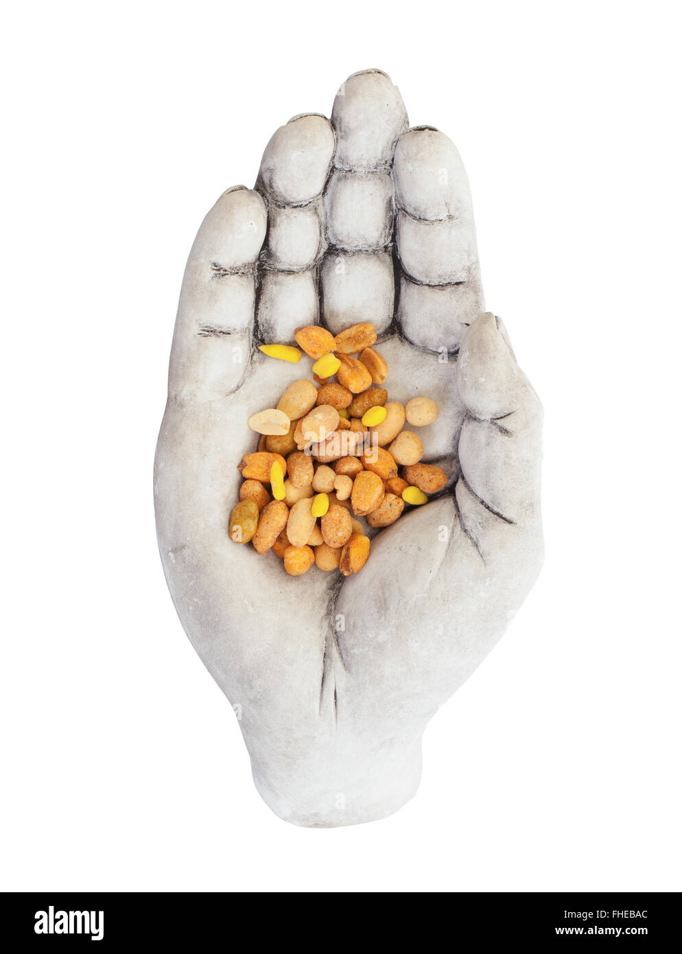 Frisch gemischt gesalzene Nüssen in eine Schüssel (Hand), Erdnuss Mix, isoliert auf weiss Stockfoto