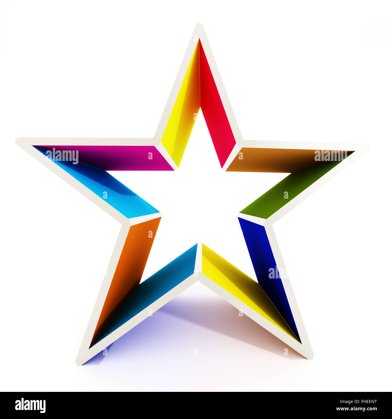 Multi farbige Sternform isoliert auf weißem Hintergrund. Stockfoto