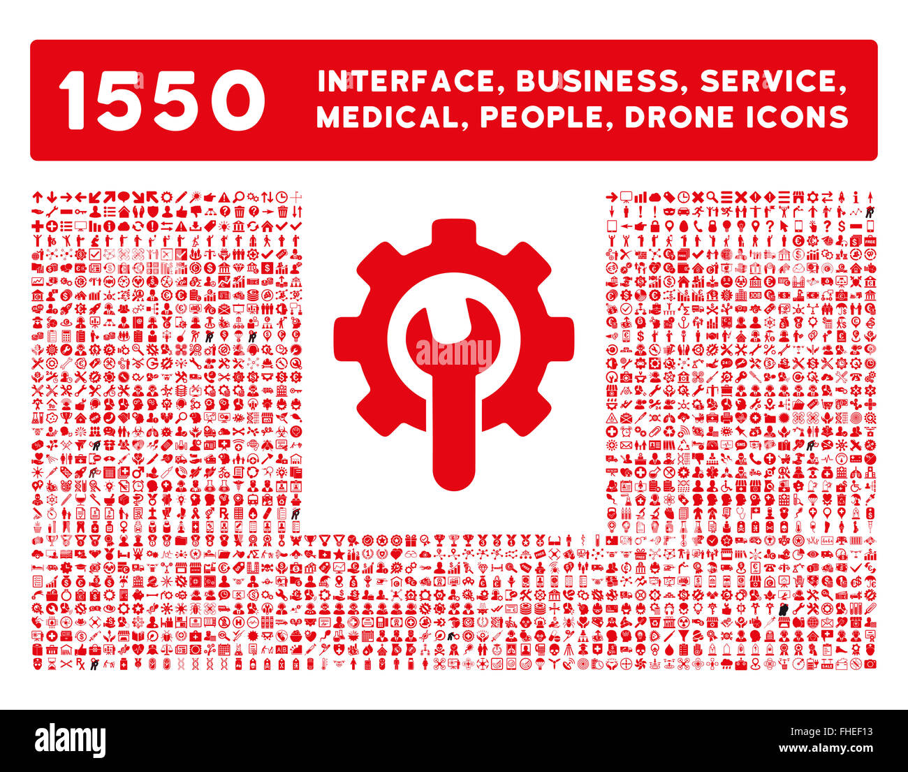 Schnittstelle, Geschäft, Werkzeuge, Menschen, Medizin, vergibt Vektor-Icons Stockfoto