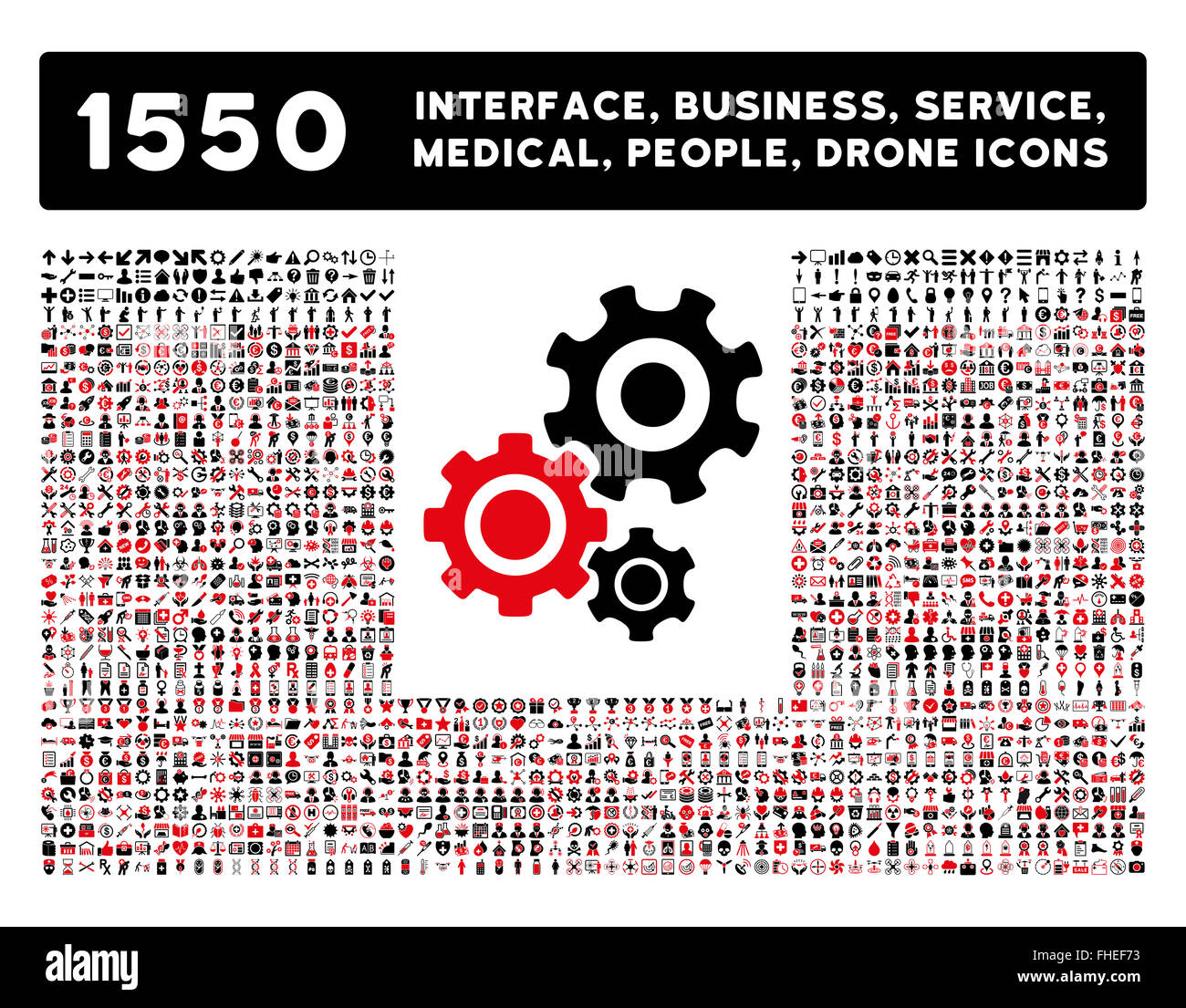 Schnittstelle, Geschäft, Werkzeuge, Menschen, Medizin, vergibt Vektor-Icons Stockfoto