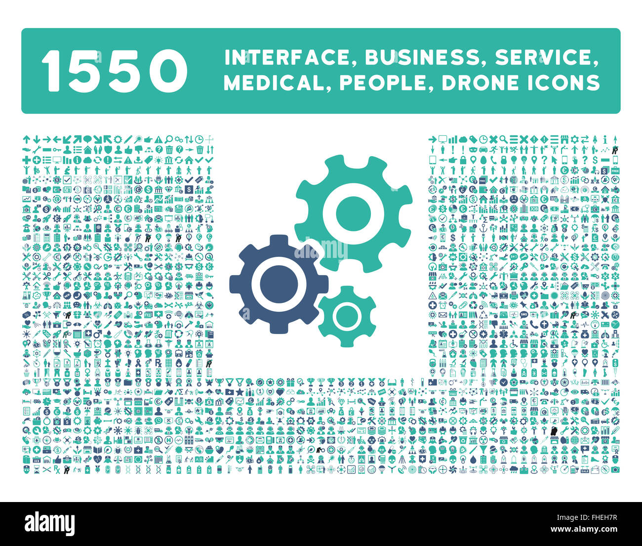 Schnittstelle, Geschäft, Werkzeuge, Menschen, Medizin, vergibt Vektor-Icons Stockfoto