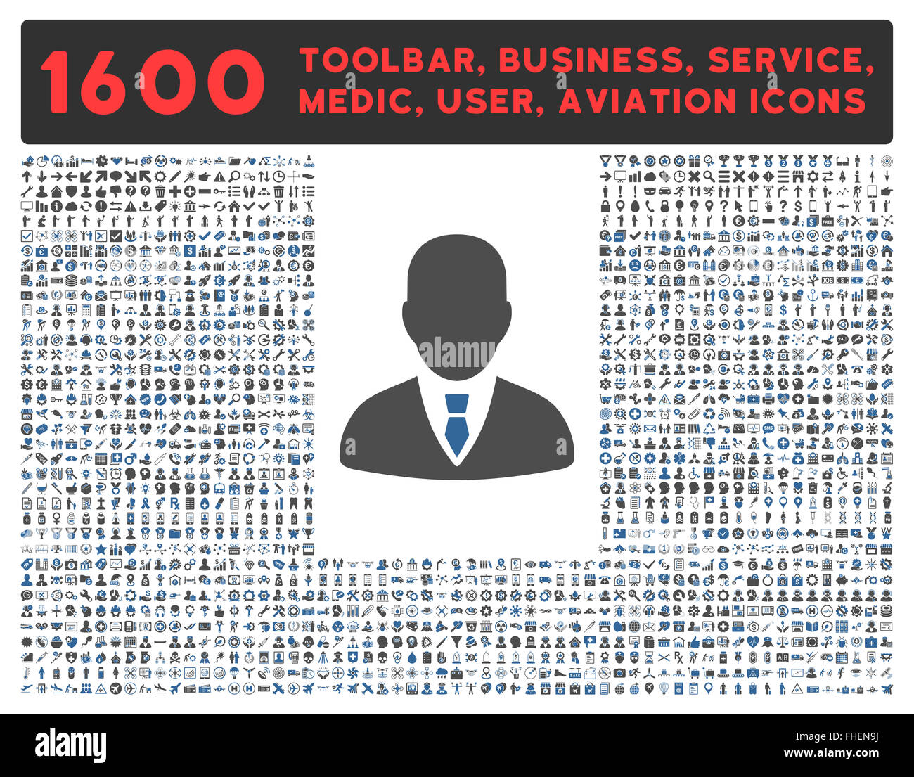 Manager-Symbol mit großen Piktogramm-Sammlung Stockfoto