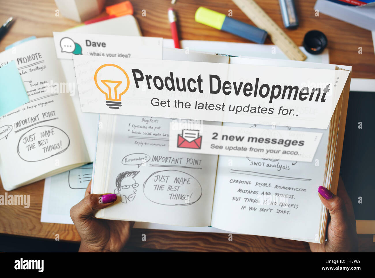 Produkt Entwicklung Produktivität Effizienz Versorgungskonzept Stockfoto