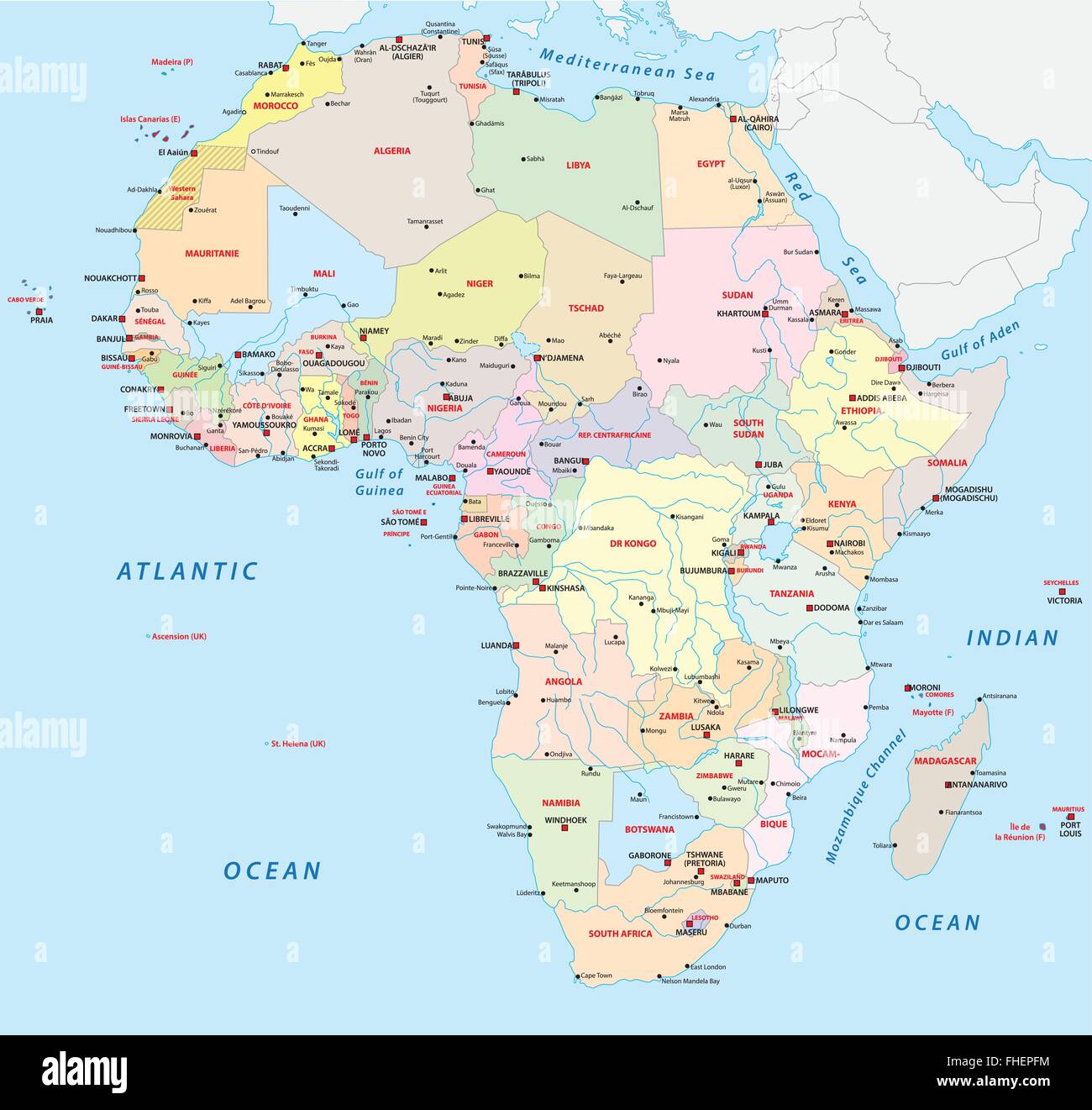 Politische Karte Afrika Stock Vektorgrafik Alamy 6138