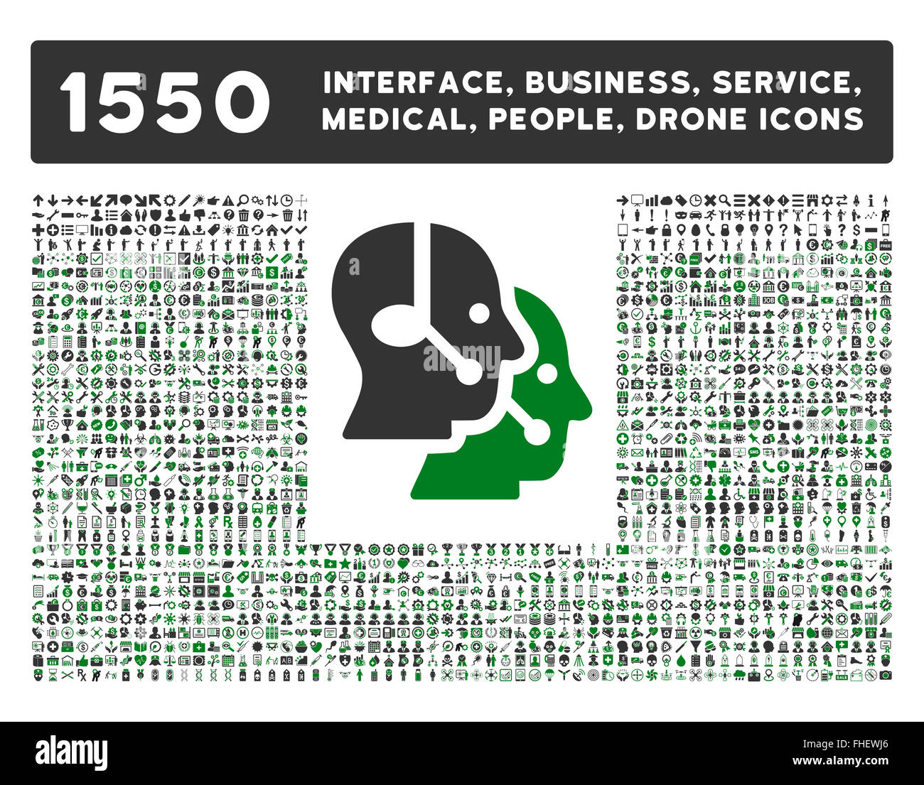 Schnittstelle, Geschäft, Werkzeuge, Menschen, Medizin, vergibt Vektor-Icons Stockfoto