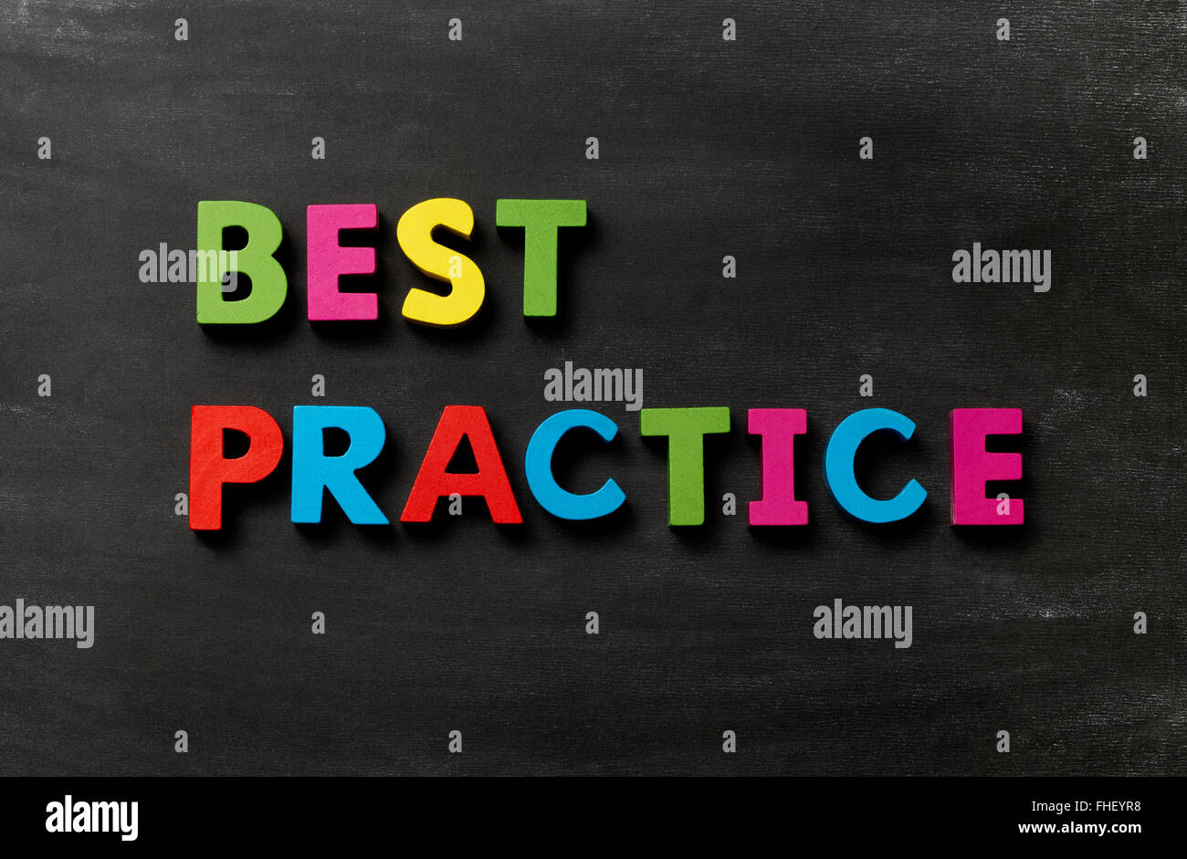 Tafel mit Best Practice Stockfoto