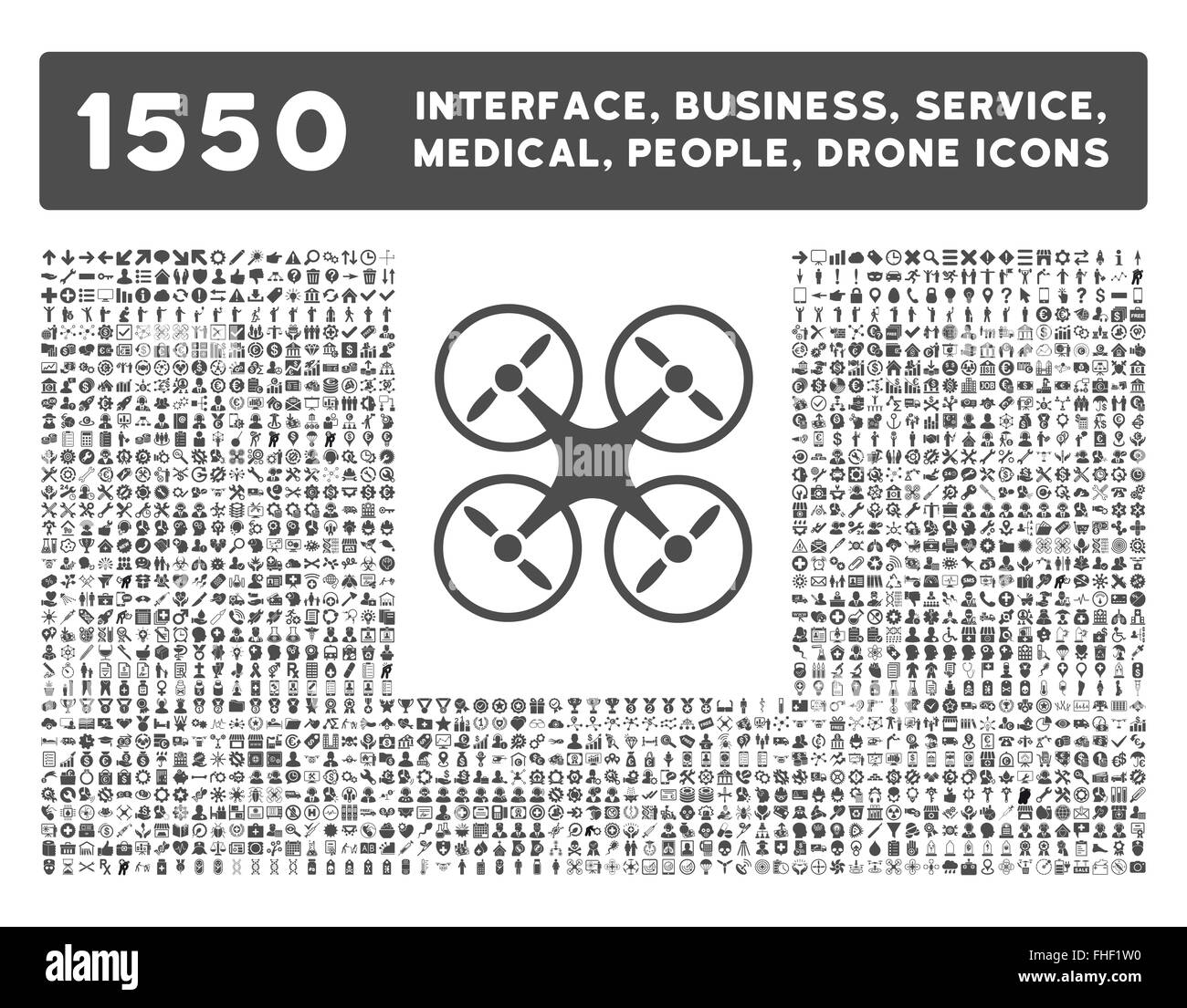 Schnittstelle, Geschäft, Werkzeuge, Menschen, Medizin, vergibt Vektor-Icons Stockfoto