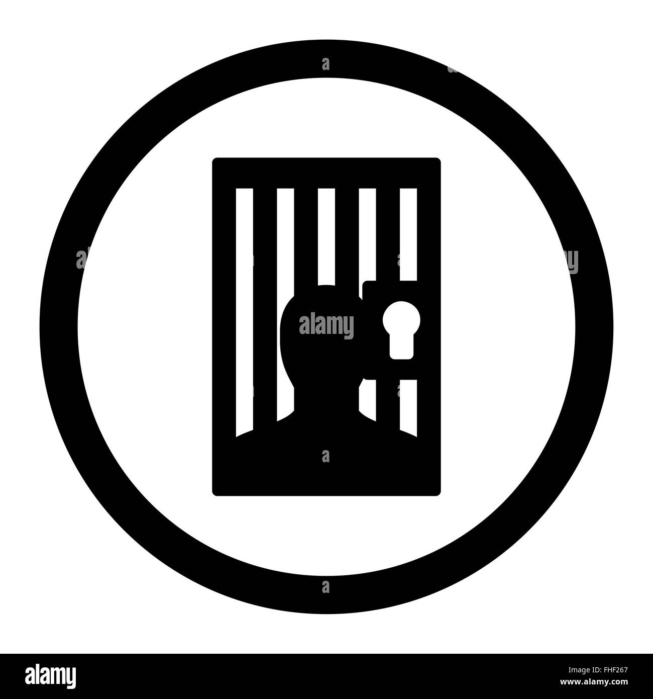 Gefängnis flache schwarze Farbe gerundet Vektor icon Stockfoto