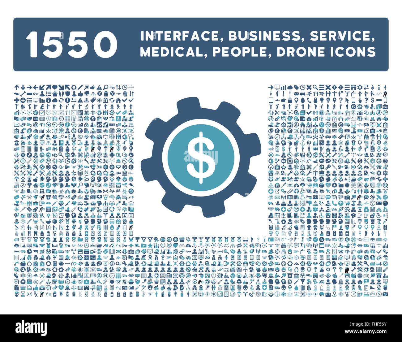 Schnittstelle, Geschäft, Werkzeuge, Menschen, Medizin, vergibt Vektor-Icons Stockfoto