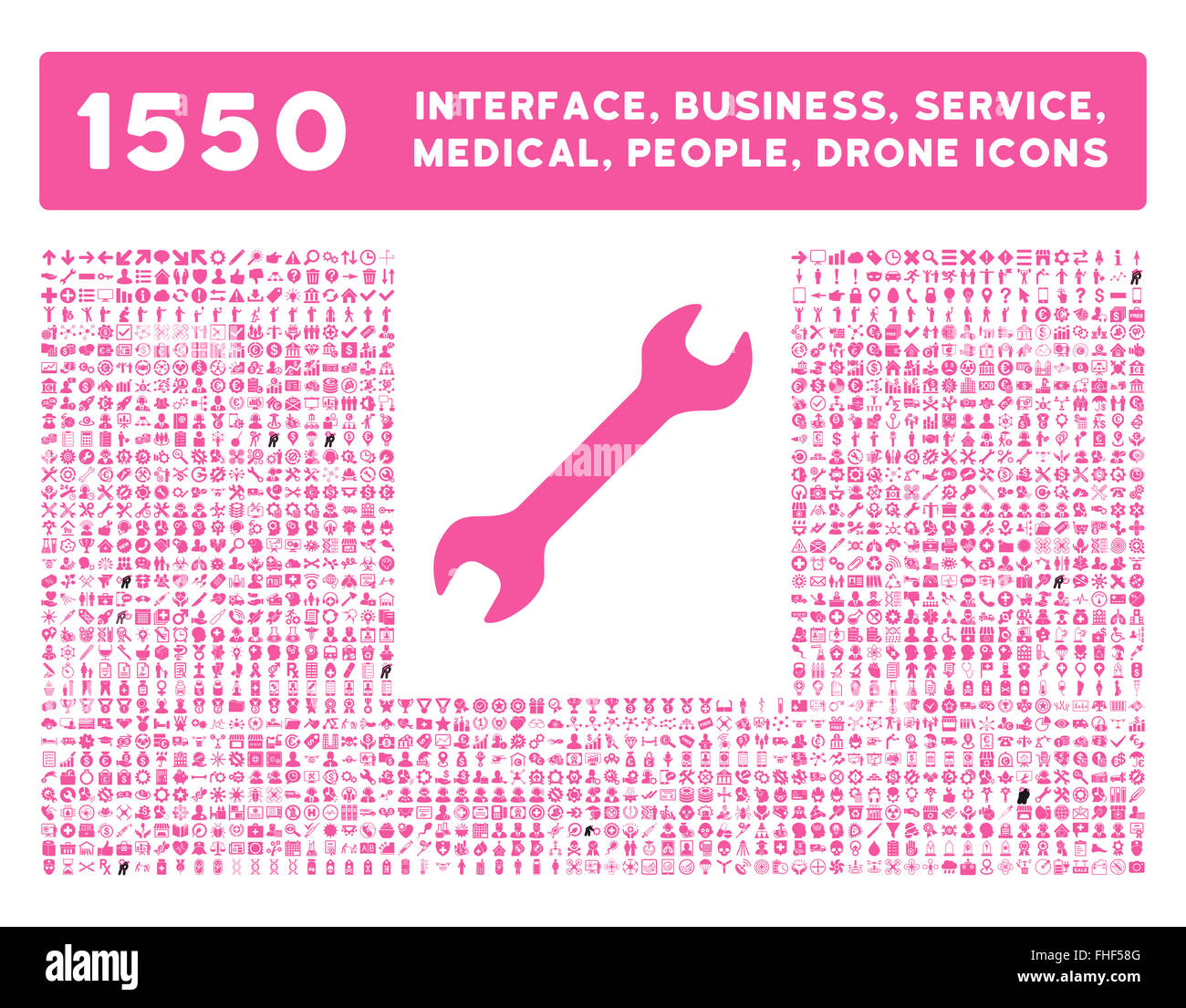 Schnittstelle, Geschäft, Werkzeuge, Menschen, Medizin, vergibt Vektor-Icons Stockfoto