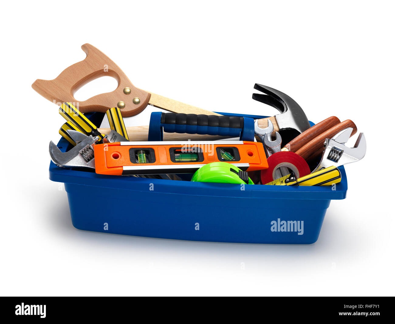 Toolbox, gefüllt mit Werkzeugen Stockfoto