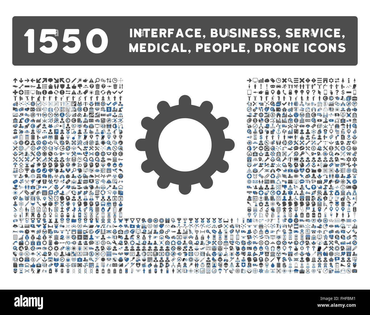 Schnittstelle, Geschäft, Werkzeuge, Menschen, Medizin, vergibt Vektor-Icons Stockfoto