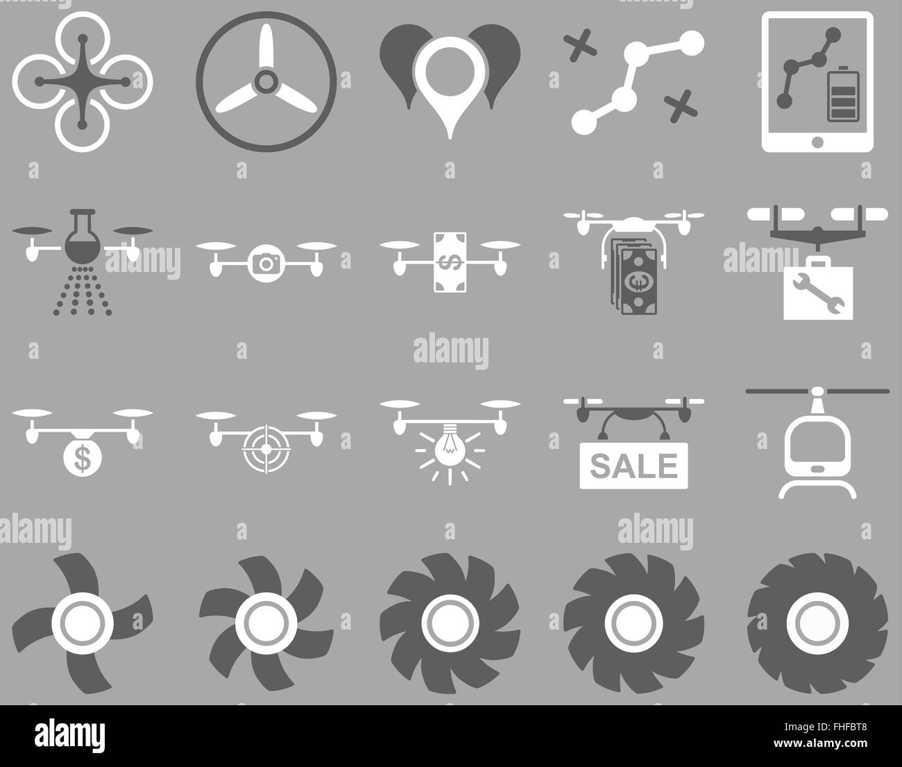 Luft-Drohne und Quadcopter Symbole Stockfoto