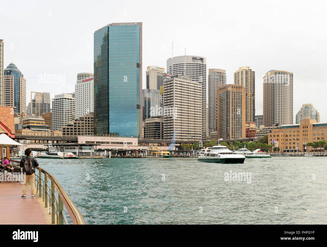 Circular Quay, Central Business District und Personenfähre Terminal, Sydney, New South Wales, Australien. Stockfoto
