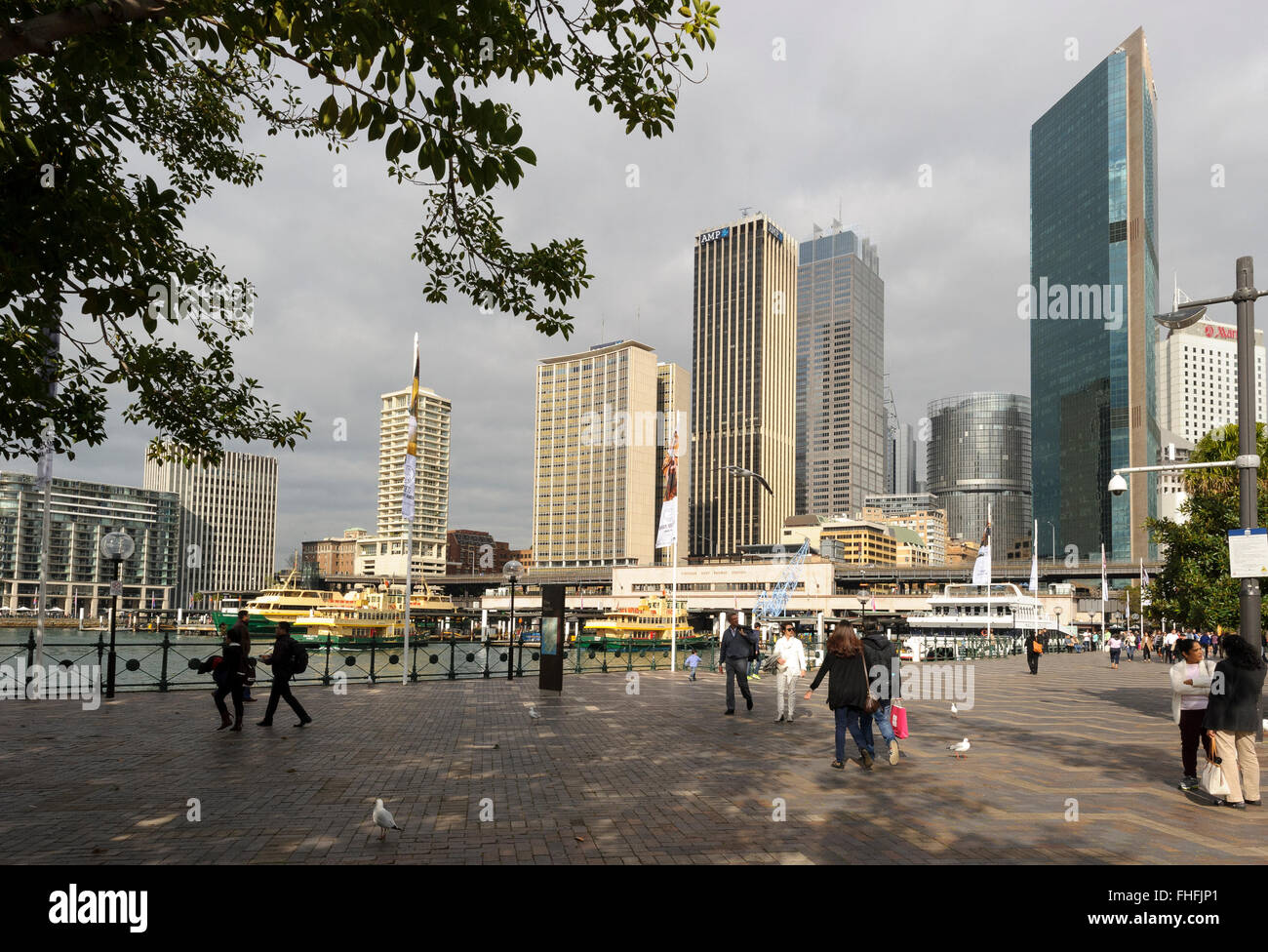 Circular Quay, Central Business District und Personenfähre Terminal, Sydney, New South Wales, Australien. Stockfoto