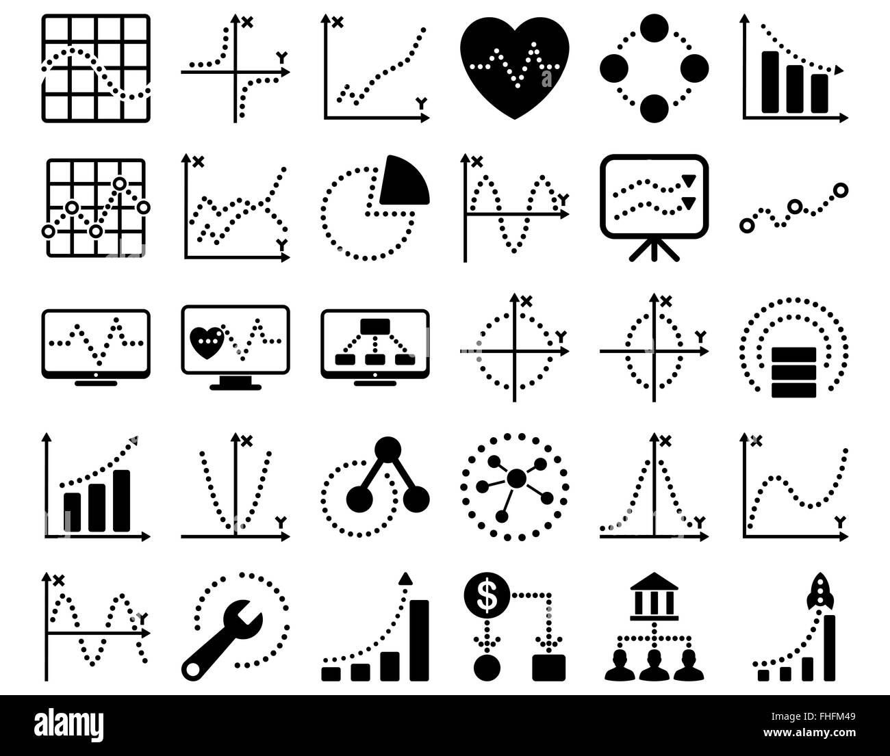 Gepunktete Charts Icons Stockfoto