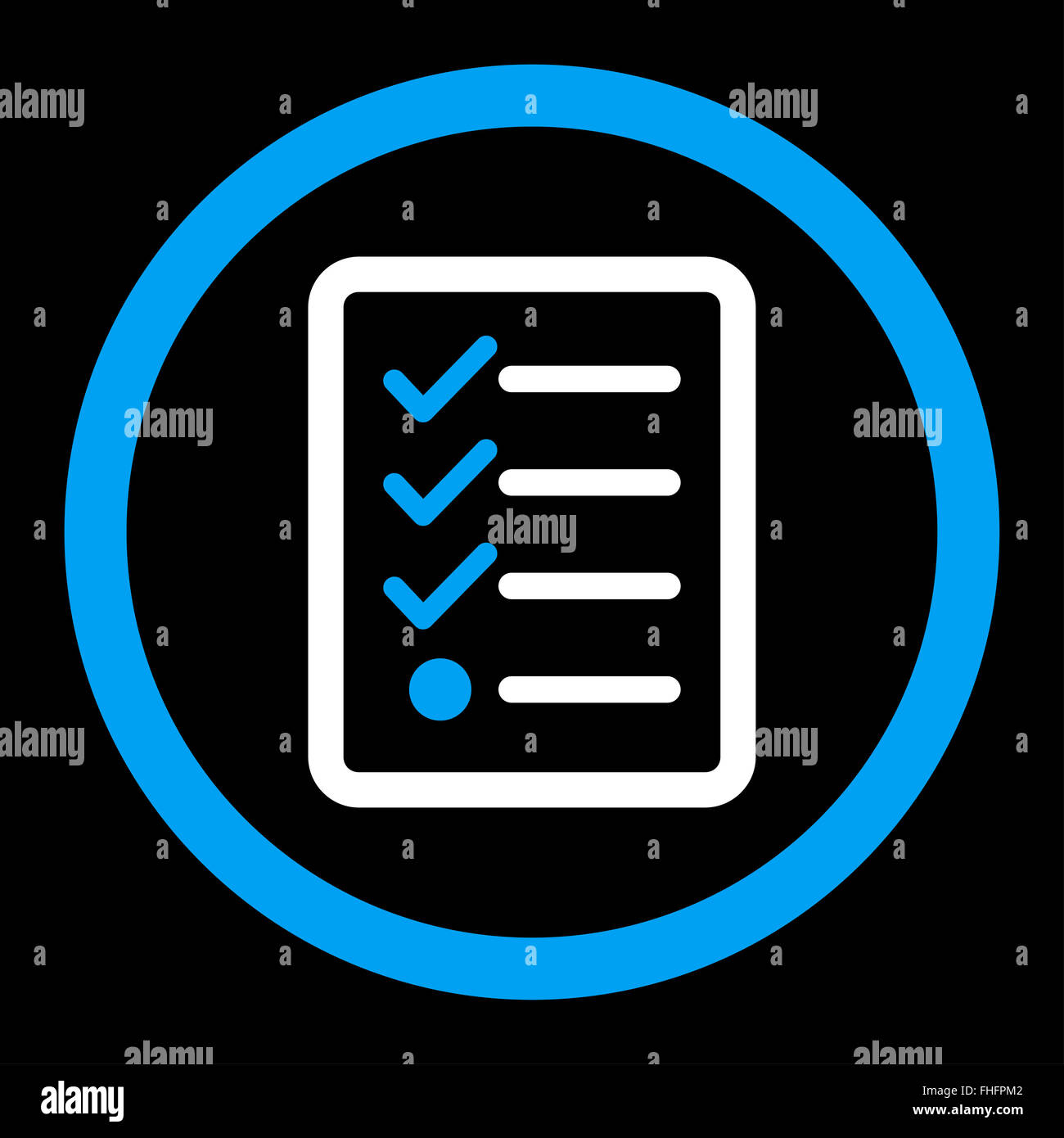 Checkliste flachen blaue und weiße Farben abgerundet Vektor icon ...