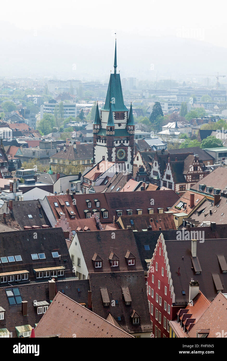 Skyline der Stadt Freiburg Im Breisgau, Baden-Württemberg Zustand, Deutschland. Blick vom Freiburger Münster Münster Stockfoto