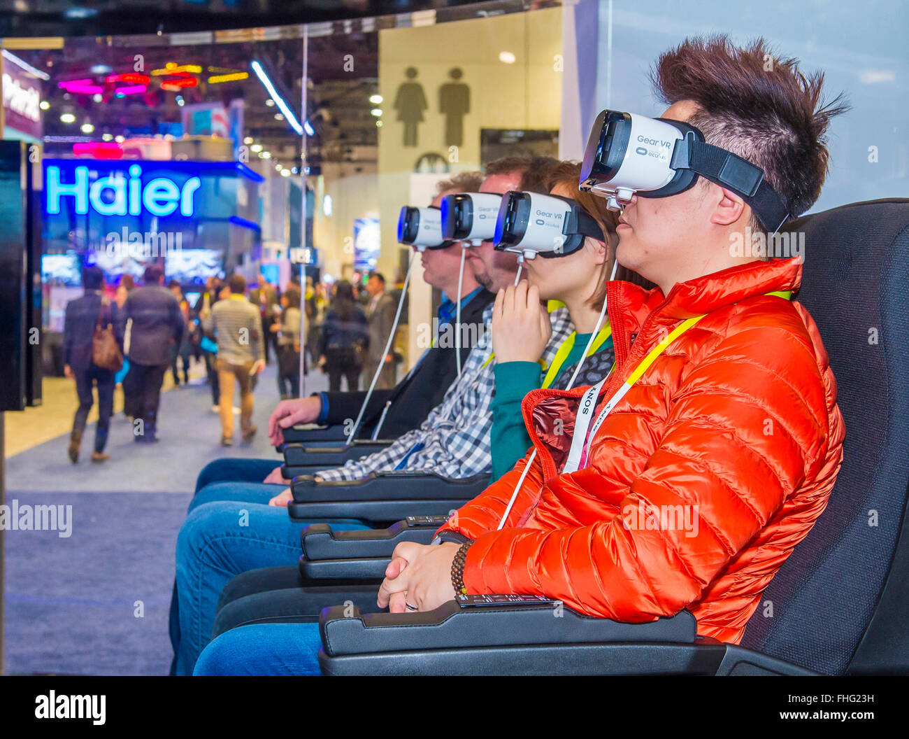 Virtual-Reality-Demonstration auf der Samsung-Stand auf der CES in Las Vegas Stockfoto