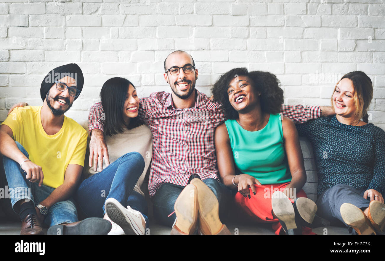 Menschen-Diversity-Freunde-Freundschaft-Glück-Konzept Stockfoto