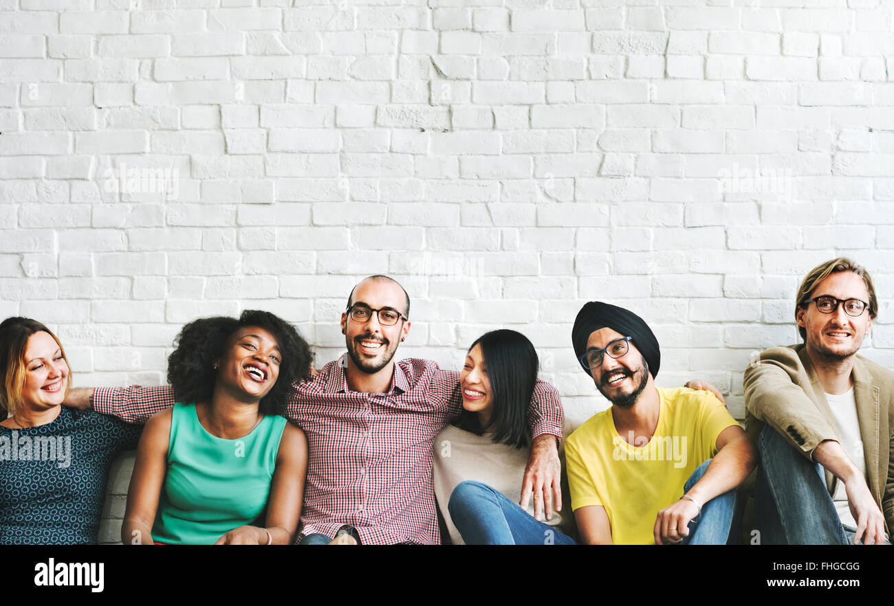 Menschen-Diversity-Freunde-Freundschaft-Glück-Konzept Stockfoto
