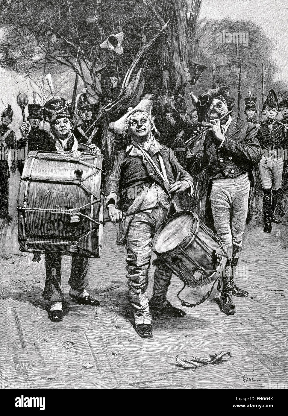 Amerikanischer Unabhängigkeitskrieg (1775-1783). Der Unabhängigkeitstag zu feiern. Kupferstich von Gilbert Gaul. Stockfoto
