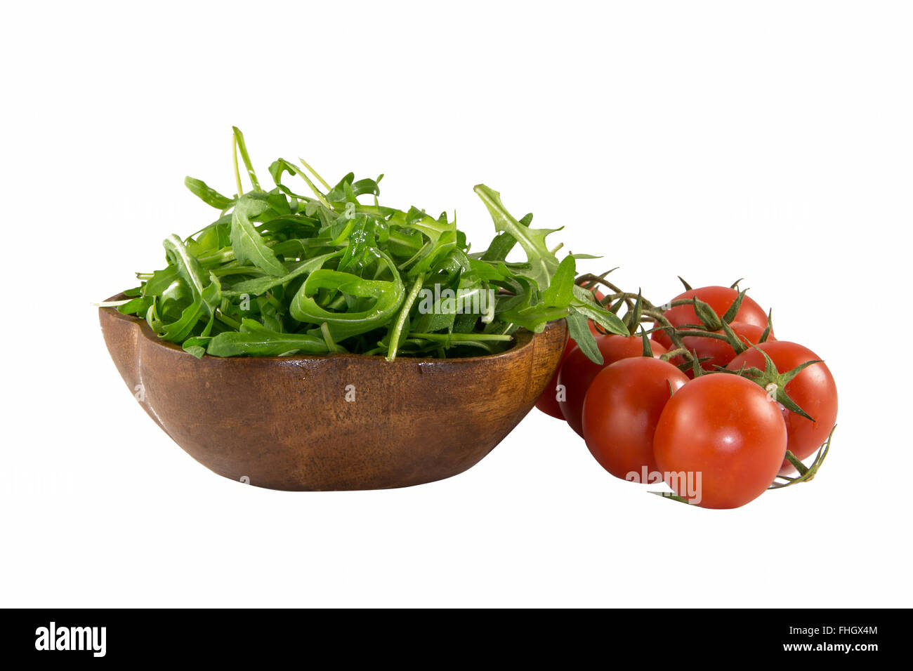 Rucola-Salat mit Tomaten Stockfoto