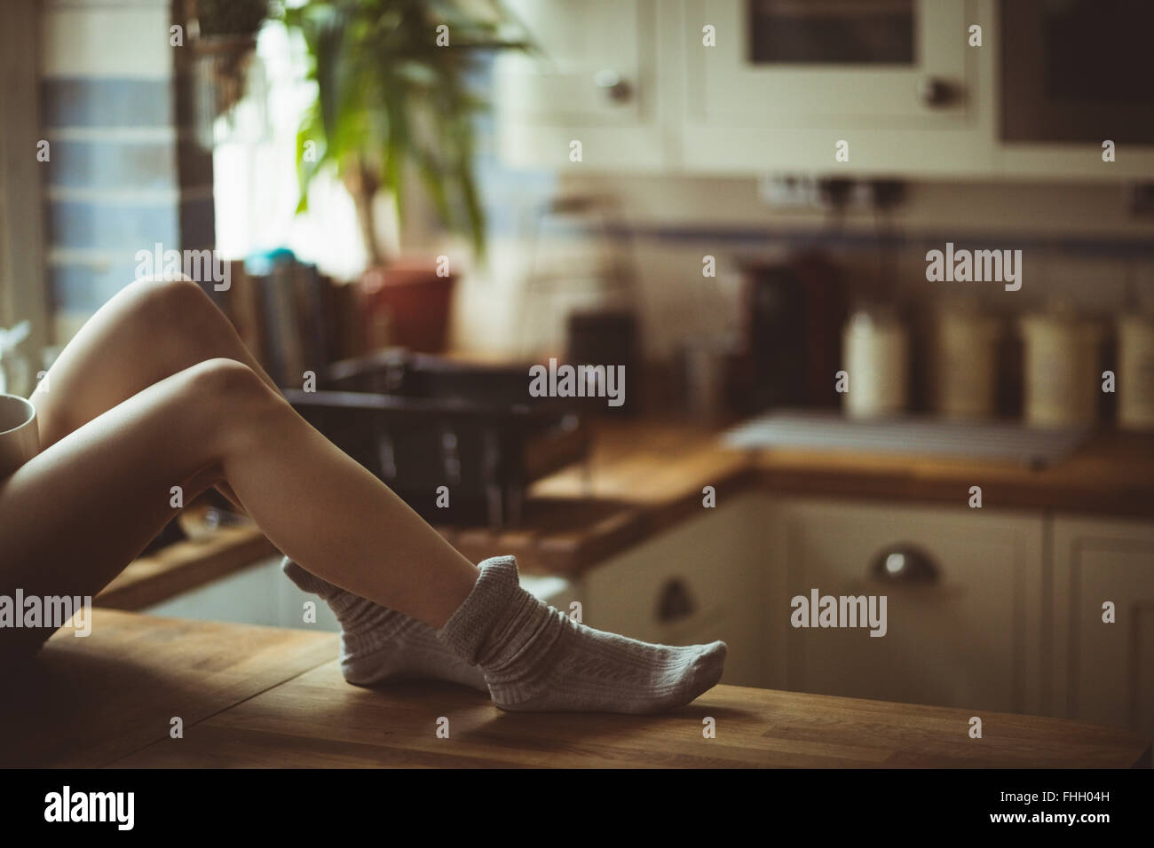 Verkürzten Blick auf Frau Beine Stockfoto