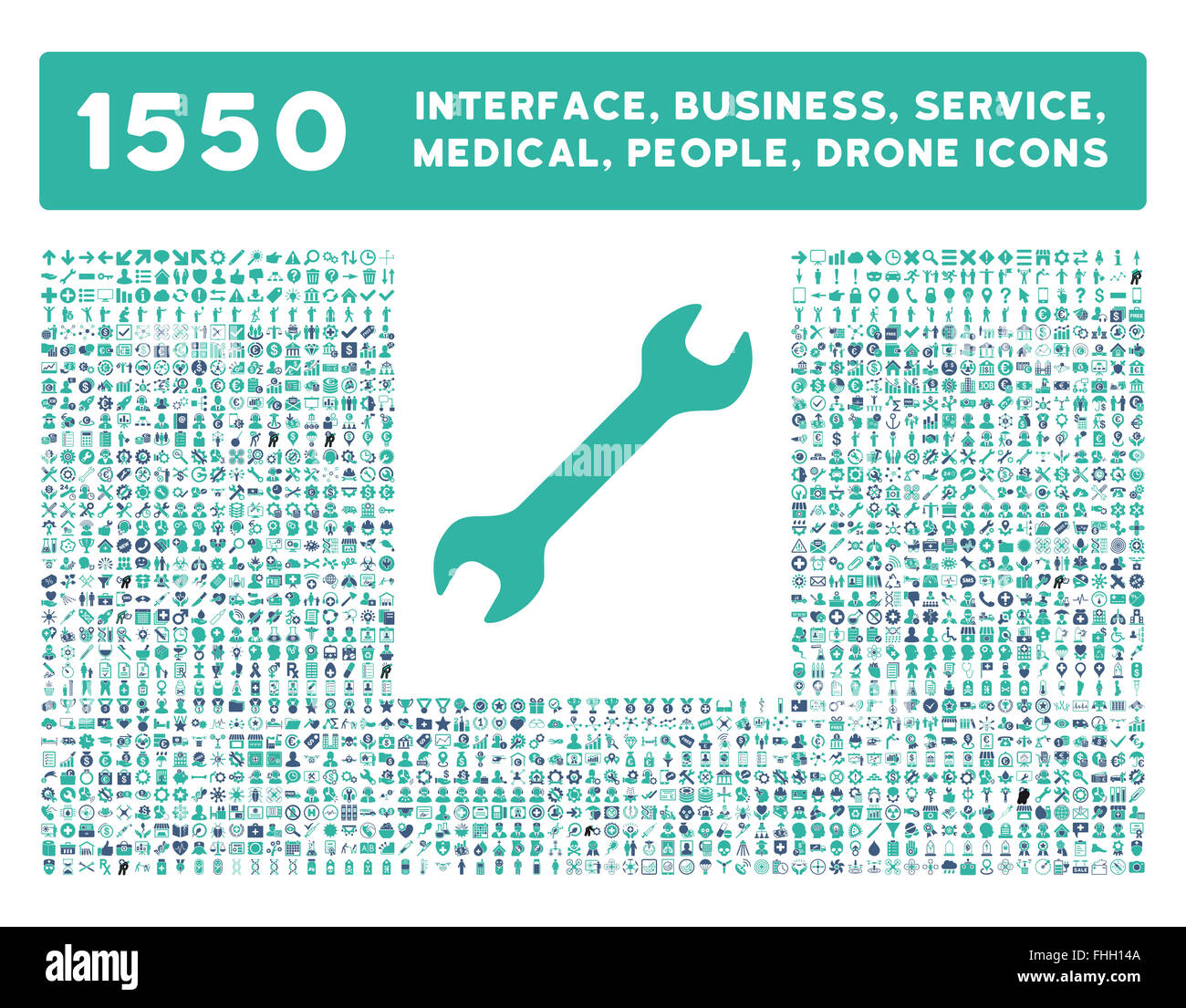 Schnittstelle, Geschäft, Werkzeuge, Menschen, Medizin, vergibt Vektor-Icons Stockfoto