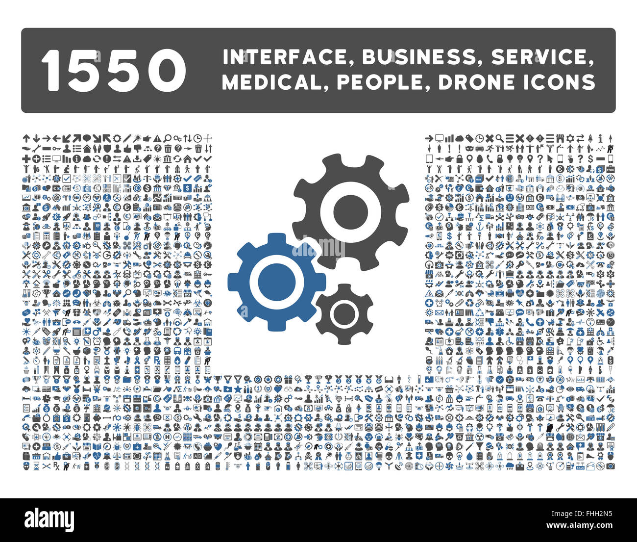 Schnittstelle, Geschäft, Werkzeuge, Menschen, Medizin, vergibt Vektor-Icons Stockfoto