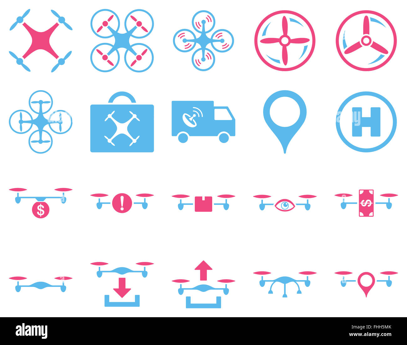 Luft-Drohne und Quadcopter Symbole Stockfoto